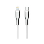 CABLE USB TEROS TE-70212W, TIPO C A LIGTHNING, 3A, 20W MÁX, BLANCO Y PLATEADO TE-70212W